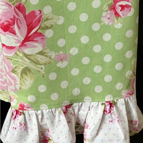 Shabby Cottage Roses Farmhouse Green Decorative Tea Dish Towel and Pot Holder - Picture 4 of 9